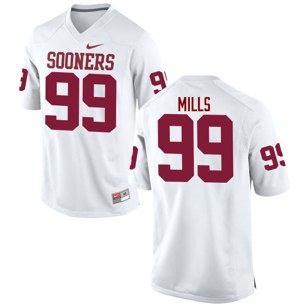 Men Oklahoma Sooners #99 Nick Mills College Football Jerseys Game-White - Click Image to Close